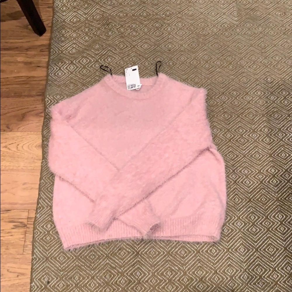 Fuzzy, pink, sweater